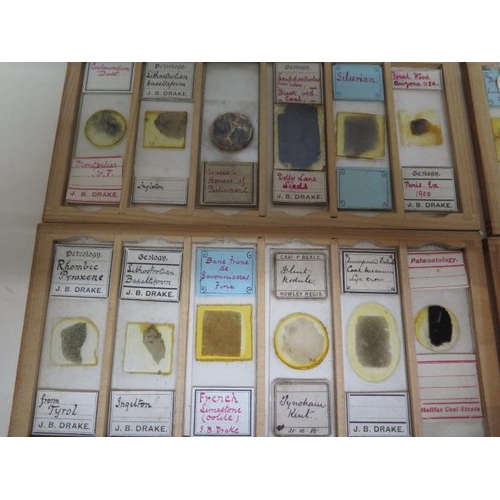 245 - A collection of Geological and other microscope slides in 8 trays and a small box