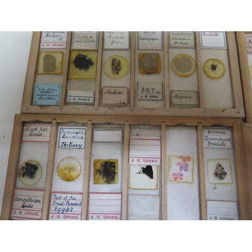 245 - A collection of Geological and other microscope slides in 8 trays and a small box