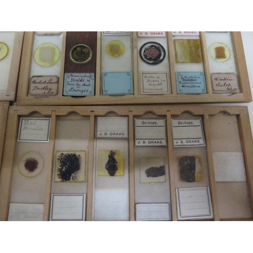 245 - A collection of Geological and other microscope slides in 8 trays and a small box