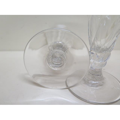 259 - A pair of 19th century spiral trumpet shaped wine glasses - Height 13cm - good condition