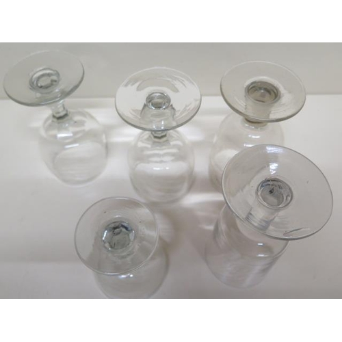 261 - A pair of 19th century bell shaped wine glasses, a Victorian 1/2 pint rummer, two other 19th century... 