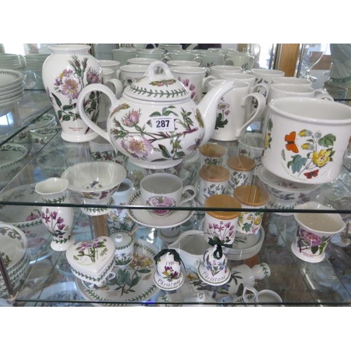 287 - A good collection of Portmeirion Botanic garden table ware including a large bread crock, jugs, vase... 