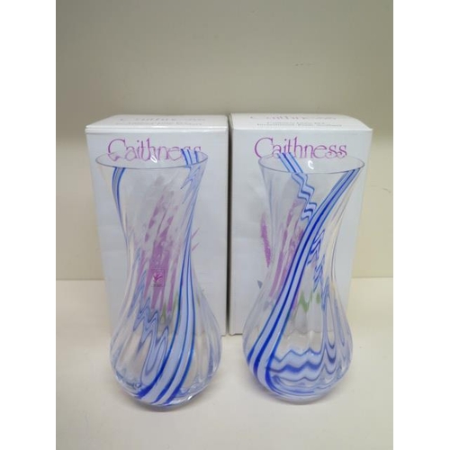 293 - A pair of Caithness spiral glass vases - Height 25cm - both boxed