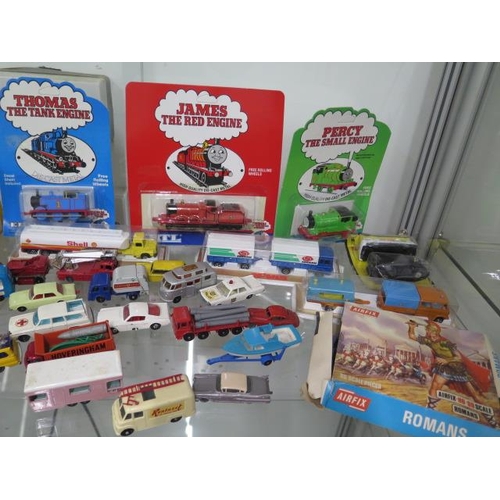 304 - A collection of Diecast and other vehicles including Lesney, Thomas The Tank and some Airfix Romans