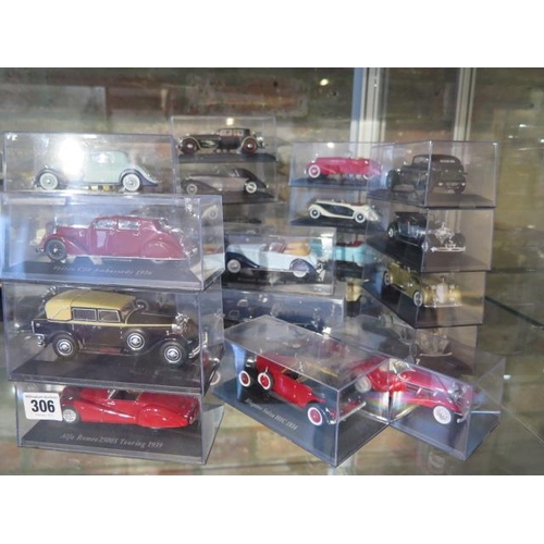 306 - A collection of 53 Diecast classic cars all in display boxes and a Liner Britannic