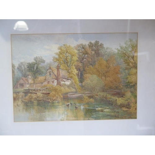 359 - A pair of watercolours in gilt frames, a Mill and a Farmhouse, one monogrammed WSS - frames 53cm x 6... 