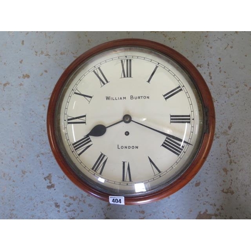 404 - A mahogany wall clock with a 12 inch painted dial and convex glass - William Burton, London - runnin... 