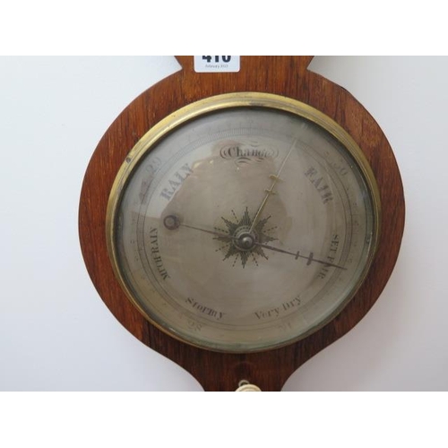 410 - A rosewood onion top barometer - The level signed Hunns Peterboro - Height 95cm