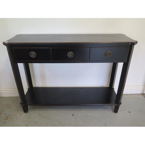 460 - A Laura Ashley Henshaw black three drawer console/side table - Height 81cm x 110cm x 35cm - RRP £575