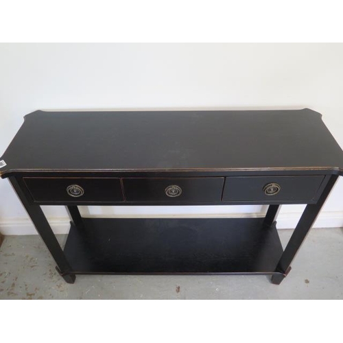 460 - A Laura Ashley Henshaw black three drawer console/side table - Height 81cm x 110cm x 35cm - RRP £575