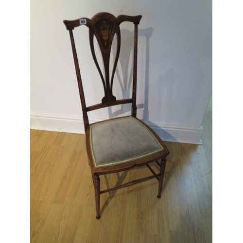 465 - A pretty inlaid Edwardian side chair