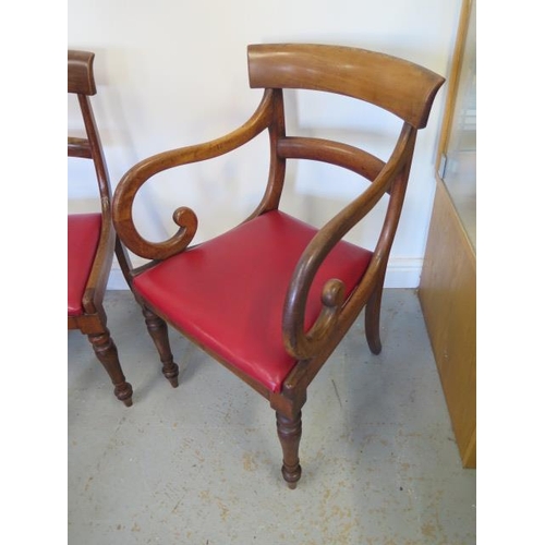 466 - A set of eight 19th century mahogany dining chairs with drop in seats on turned legs including a pai... 