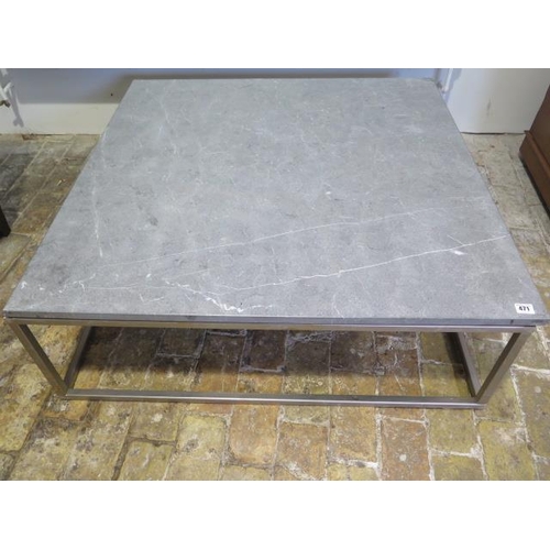 471 - A modern designer marble top coffee table - Height 34cm x 100cm x 100cm