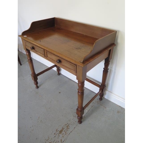 473 - A Victorian mahogany two drawer washstand with an upstand - Height 86cm x 86cm x 48cm