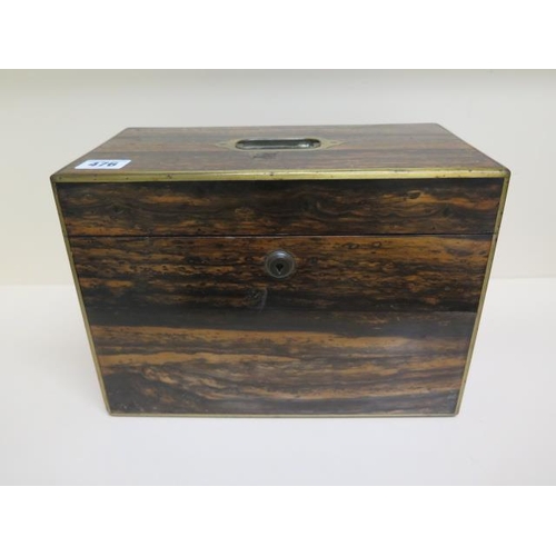 476 - A Victorian coromandel brass bound box with a satinwood interior - Height 20cm x 29cm x 16cm