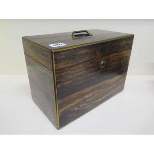 476 - A Victorian coromandel brass bound box with a satinwood interior - Height 20cm x 29cm x 16cm