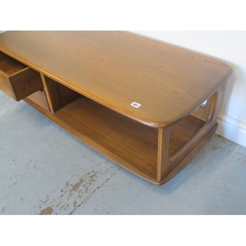 483 - An Ercol two drawer Minerva coffee table, Lucian Ercolaini - Height 40cm x 124cm x 53cm - in good co... 