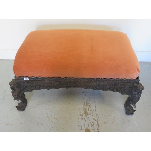 485 - A Colonial carved stool with drop in seat - Height 45cm x 90cm x 53cm