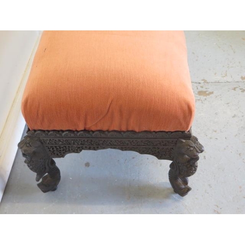 485 - A Colonial carved stool with drop in seat - Height 45cm x 90cm x 53cm