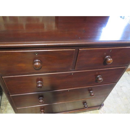 536 - A Victorian two over three mahogany chest of drawers - cedar lined with bun handles in polished rest... 