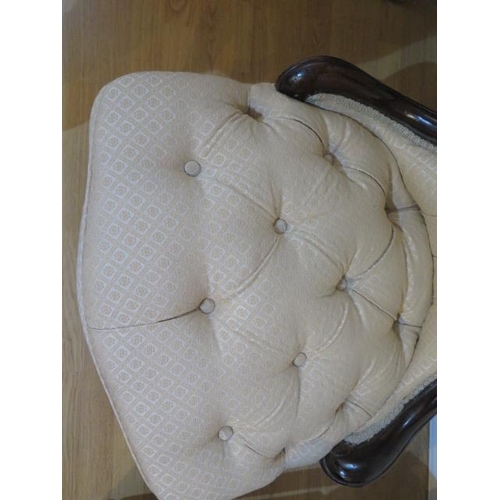 540 - A Victorian buttoned re upholstered nursing chair - in polished restored condition - Height 92cm x W... 