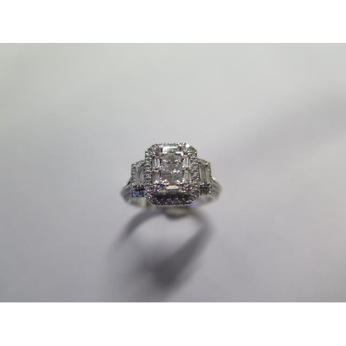 9 - A Vera Wang 18ct white gold diamond cluster ring - total diamond weight 0.95ct - ring size N - appro... 