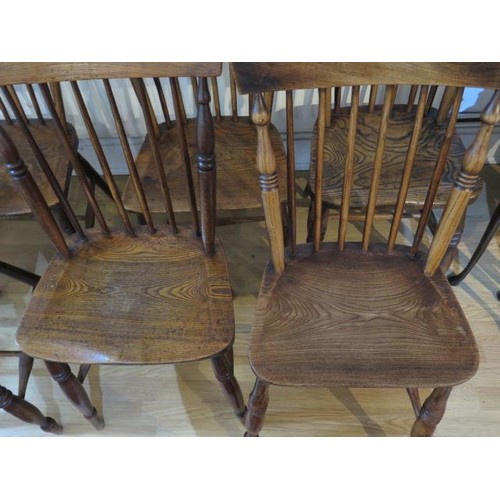 432 - A harlequin set of six 19th century ash and elm Windsor chairs - in good condition