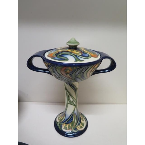 236 - A Moorcroft made for Liberty 22/75 lidded Art Nouveau style bowl on stand - some crazing, chip to to... 