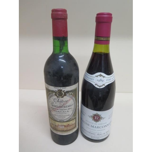 241A - Two bottles of red wine - Beaune-Marconnets 1989 and Chateau Rauzan Gassies Marqaux 1976 - all level... 