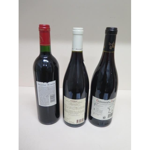 243 - Three bottles of red wine - Chateauneuf du Pape 2007, Fleurie Bouchard Pere & Fils 2012 and Chateau ... 