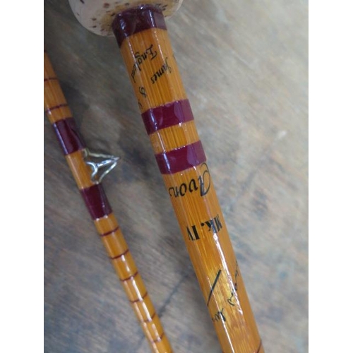 258 - A Barry James Richard Walker Mk IV Avon split cane 2 piece fishing rod