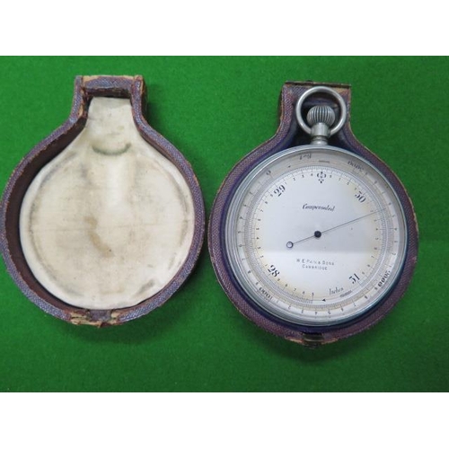 276 - A compensated pocket barometer with rotating outer dial, the dial signed W E Pain & Sons Cambridge -... 