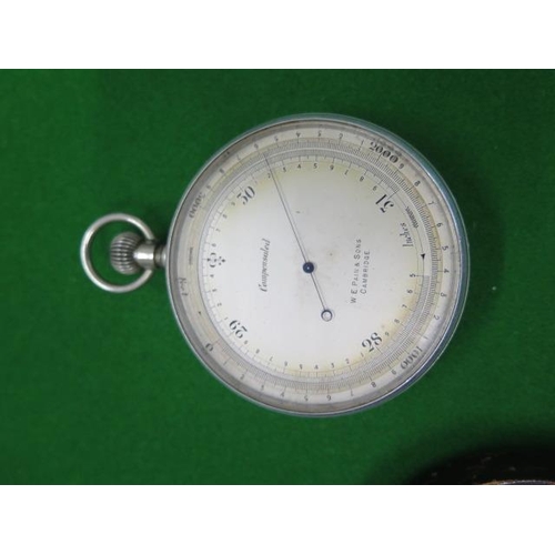 276 - A compensated pocket barometer with rotating outer dial, the dial signed W E Pain & Sons Cambridge -... 