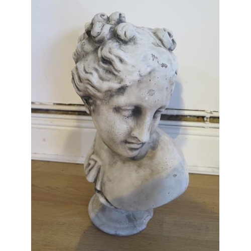 278 - A stone effect bust of a young lady - Height 50cm