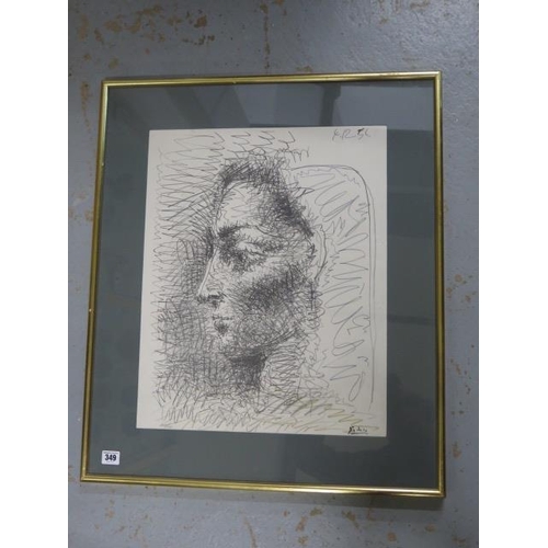 349 - Picasso Limited Edition lithograph 129/200 woman's head in profile Jacqueline Dino de Biasi framers ... 