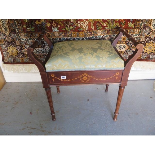 481 - An Edwardian inlaid piano stool with inlay