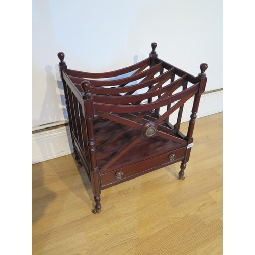 485 - A Georgian style mahogany Canterbury with a drawer - Height 62cm x 48cm x 39cm