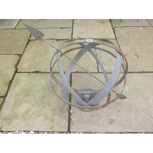 488 - A hand forged wrought iron armillary sphere sundial - sphere diameter 55cm - Width 73cm x Height 68c... 