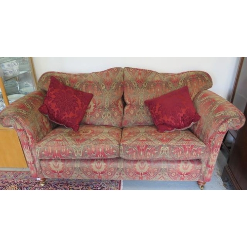 500 - A Duresta two seater Mayfair medium sofa in gold elite fabric - in good condition with scatter cushi... 