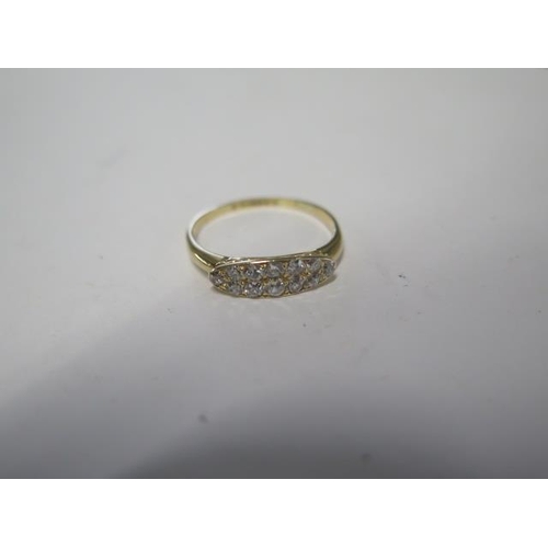 61 - An Edwardian 18ct yellow gold Navette shape 12 stone diamond ring, ring size O/P, head size 15mm x 5... 