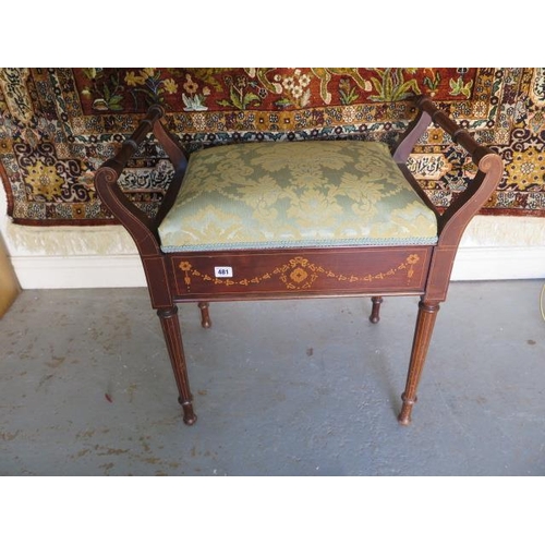 242 - An Edwardian inlaid piano stool with inlay