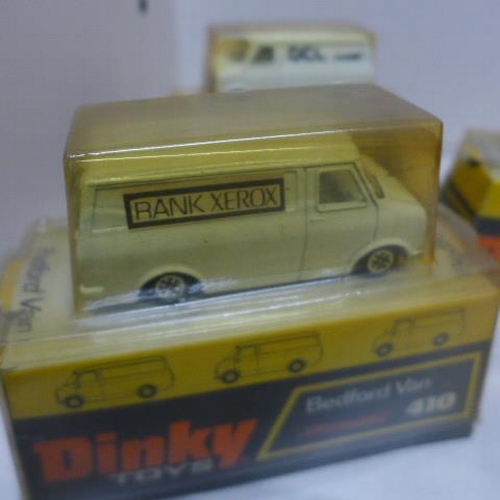 31 - Four Dinky boxed Bedford vans 410 - plastic covers worn/split otherwise generally good