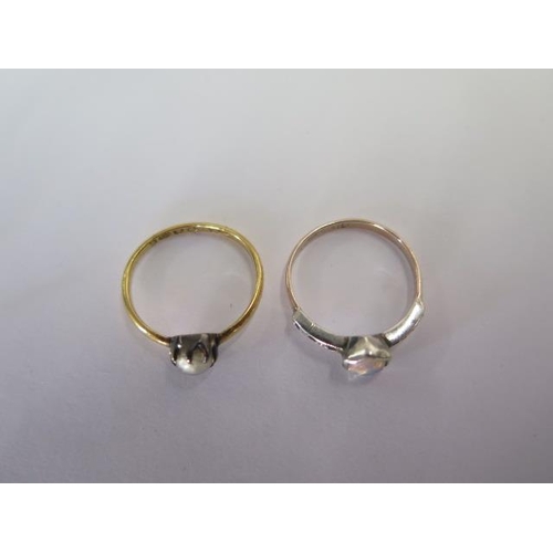  A 22ct gold pearl ring size K - approx weight 1.5 grams - and a gold and silver ring size K