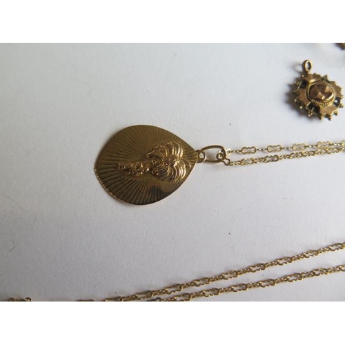 103 - A 46cm chain approx 3.4 grams and a 9ct yellow gold chain with a gilt metal pendant approx 3.5 grams... 