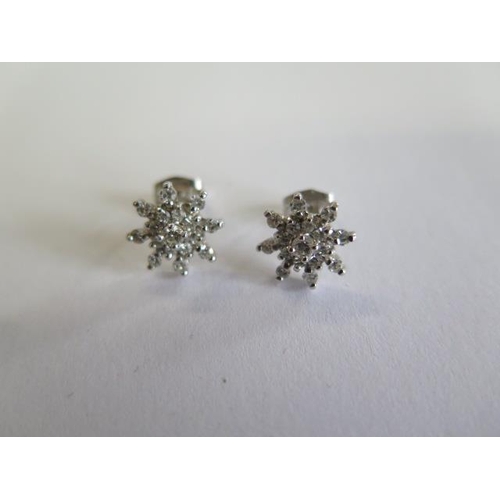 110 - A pair of white metal diamond snowflake earrings - 10mm wide, approx total weight 2 grams - and a pa... 