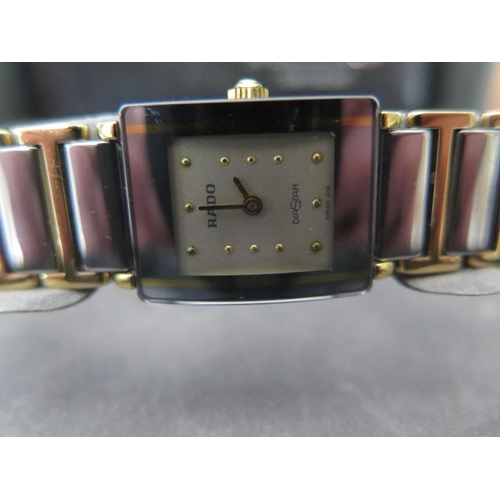 207 - A ladies Rado high tec ceramic Diastar bracelet quartz wristwatch with 18mm case, box and outer slee... 