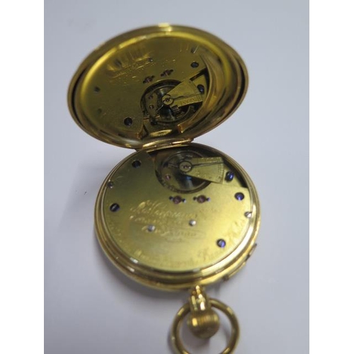 211 - A good quality 18ct yellow gold pocket watch by J Hargreaves and Co Liverpool - 55mm case - with sto... 