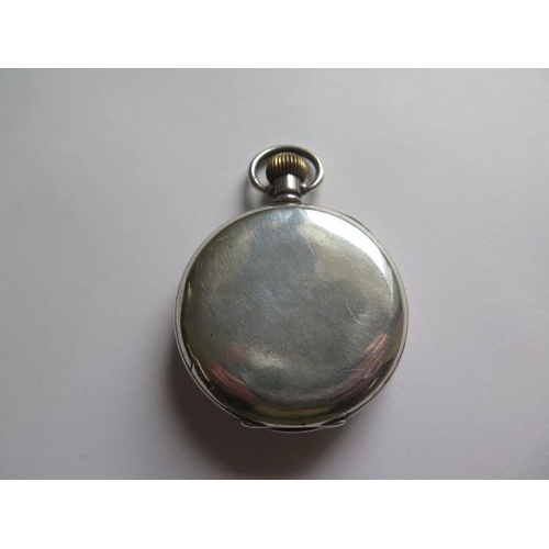 212 - A silver top wind half hunter pocket watch - 50mm case - running, hands adjust, dial good, some wear... 