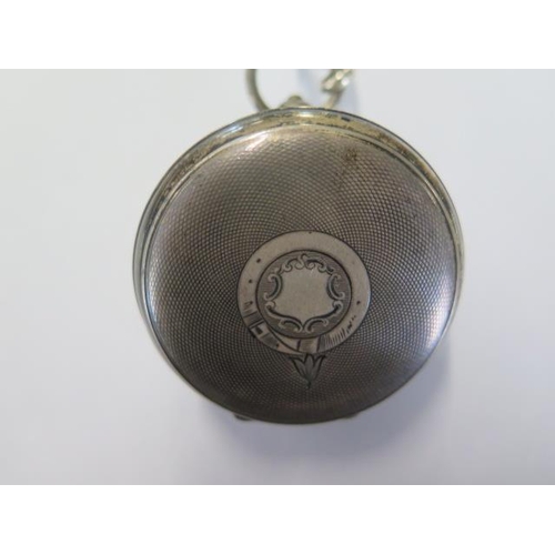 225 - A silver pocket watch key wind The Coventry English Lever - 55mm case - with a silver albert, balanc... 