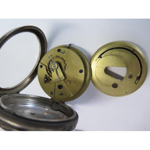 225 - A silver pocket watch key wind The Coventry English Lever - 55mm case - with a silver albert, balanc... 